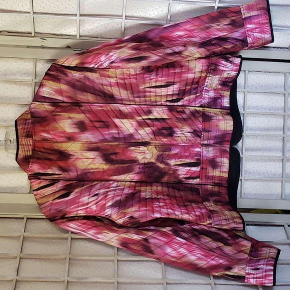 Chicos open jacket quilted pink water colors size 2 - Picture 6 of 7